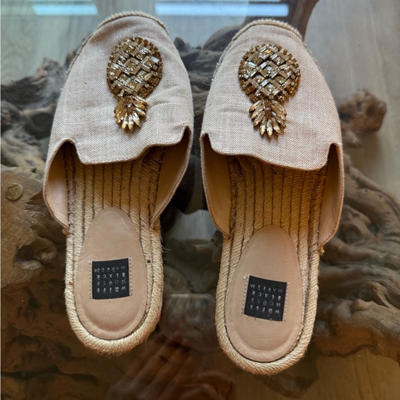WHBM Pineapple Espadrille Slides Slippers - Picture 4 of 9